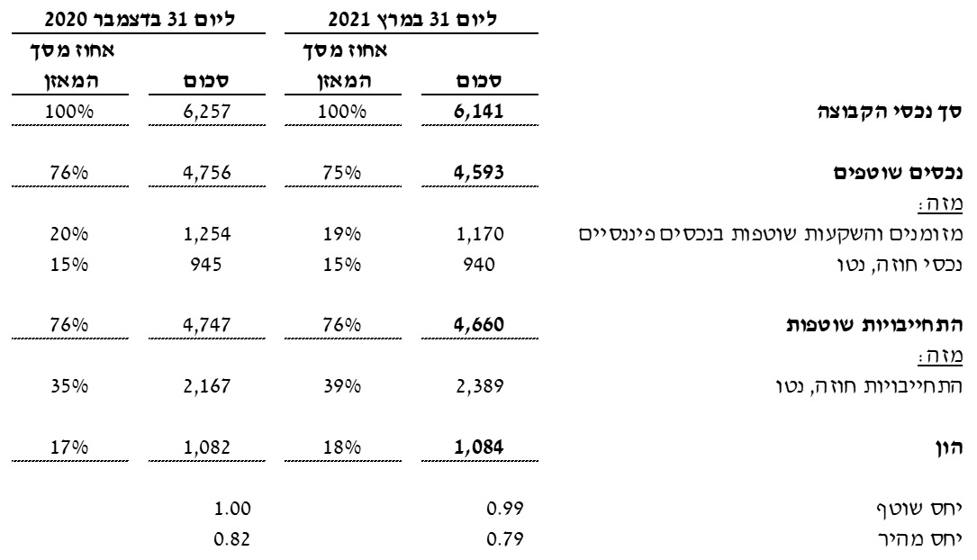 תמצית נתונים מאזניים (במיליוני דולר)