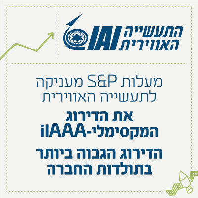 מעלות S&P  מעניקה לתעשייה האווירית את הדירוג המקסימלי-ilAAA הדירוג הגבוה ביותר בתולדות החברה 