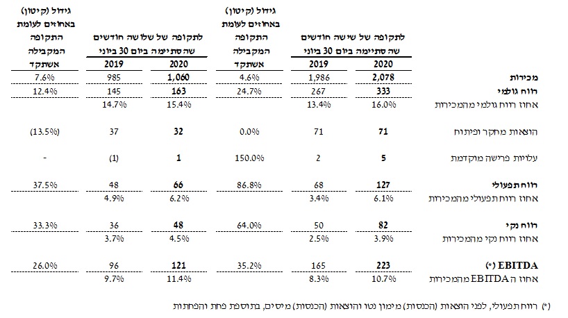 תמצית נתוני רווח והפסד (במיליוני דולר)